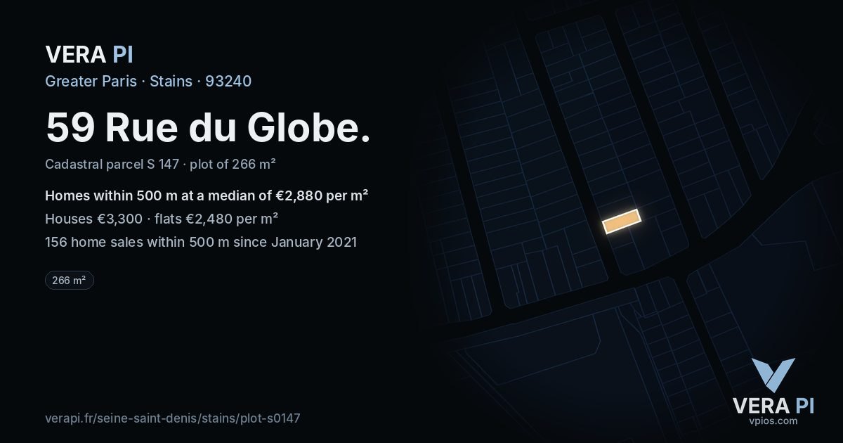 59 Rue du Globe, Stains at night – the plot lit, the parcels around coloured by the prices near them
