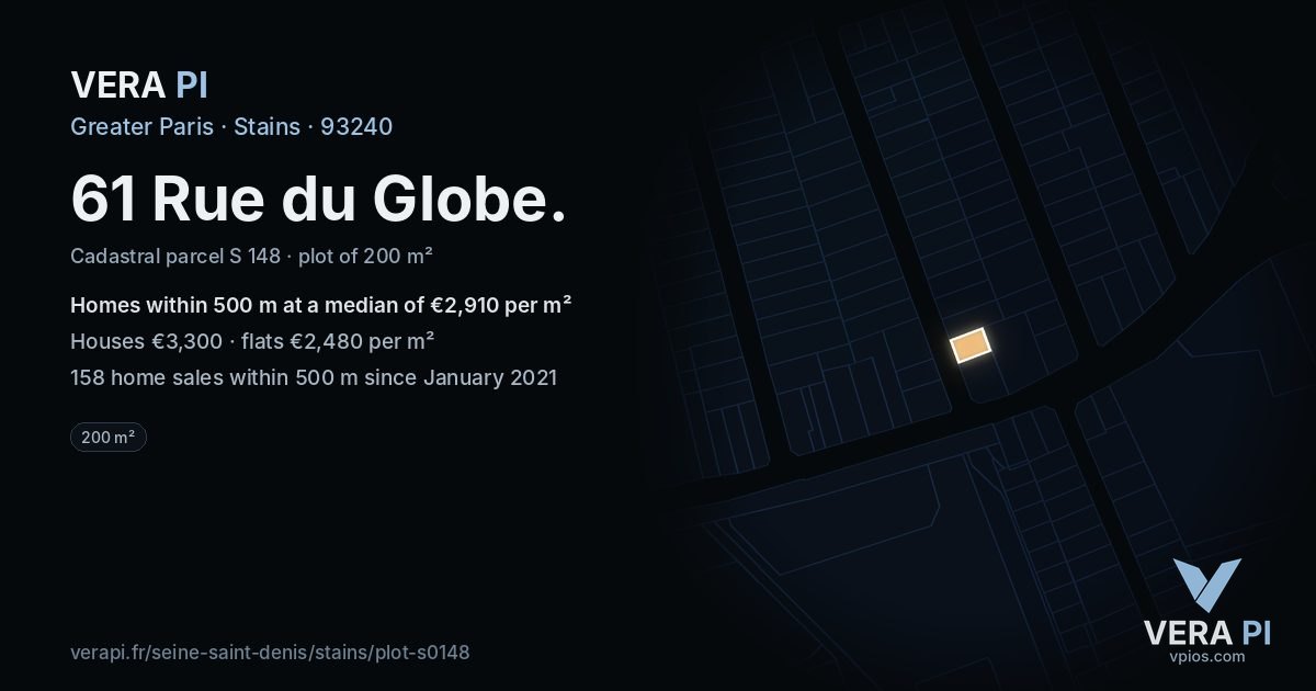 61 Rue du Globe, Stains at night – the plot lit, the parcels around coloured by the prices near them