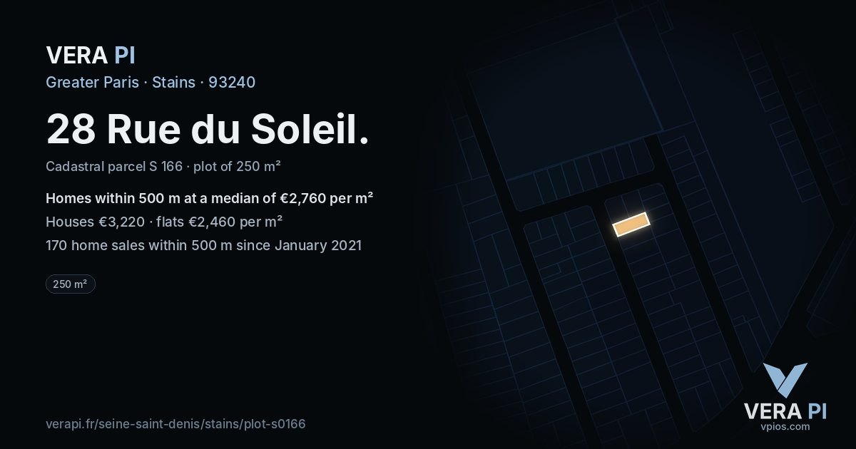 28 Rue du Soleil, Stains at night – the plot lit, the parcels around coloured by the prices near them