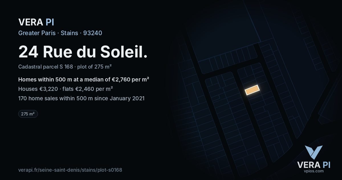 24 Rue du Soleil, Stains at night – the plot lit, the parcels around coloured by the prices near them