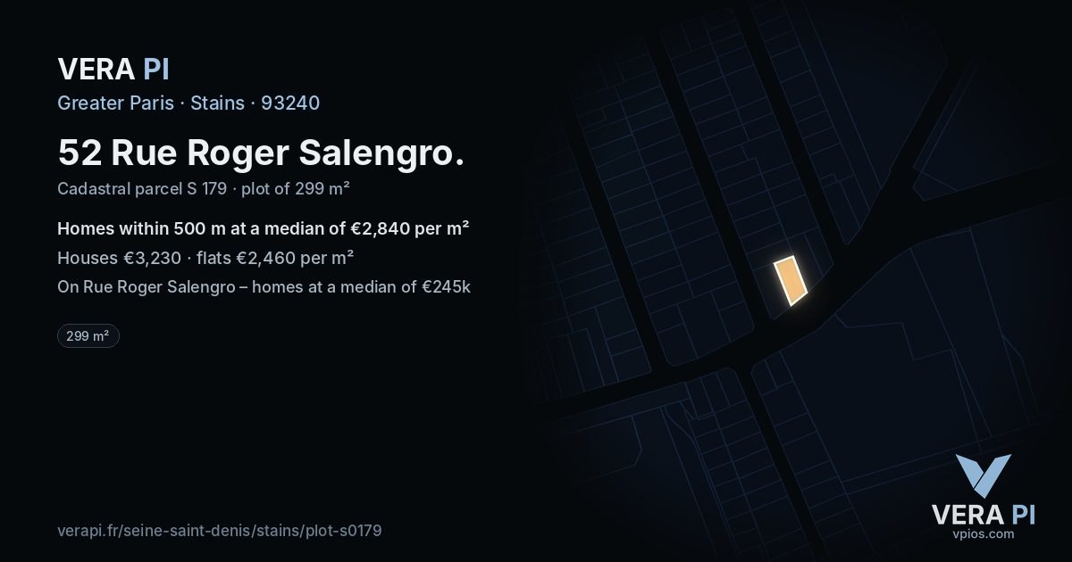 52 Rue Roger Salengro, Stains at night – the plot lit, the parcels around coloured by the prices near them