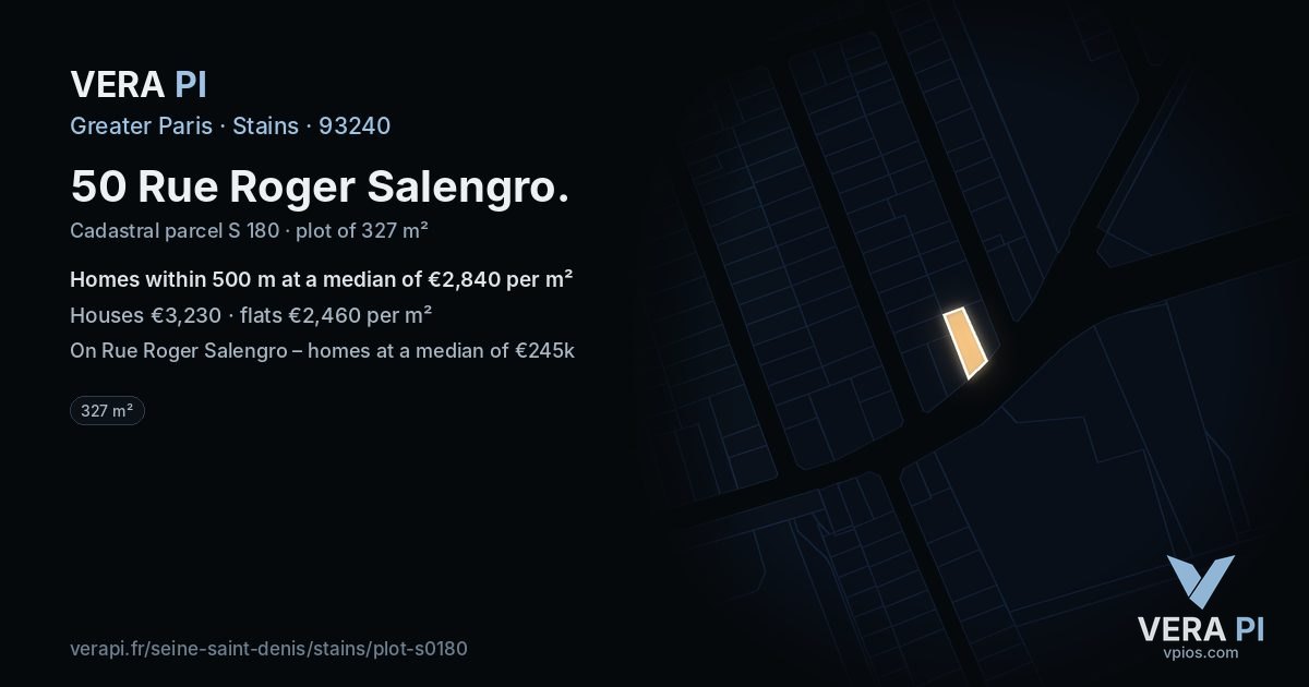 50 Rue Roger Salengro, Stains at night – the plot lit, the parcels around coloured by the prices near them