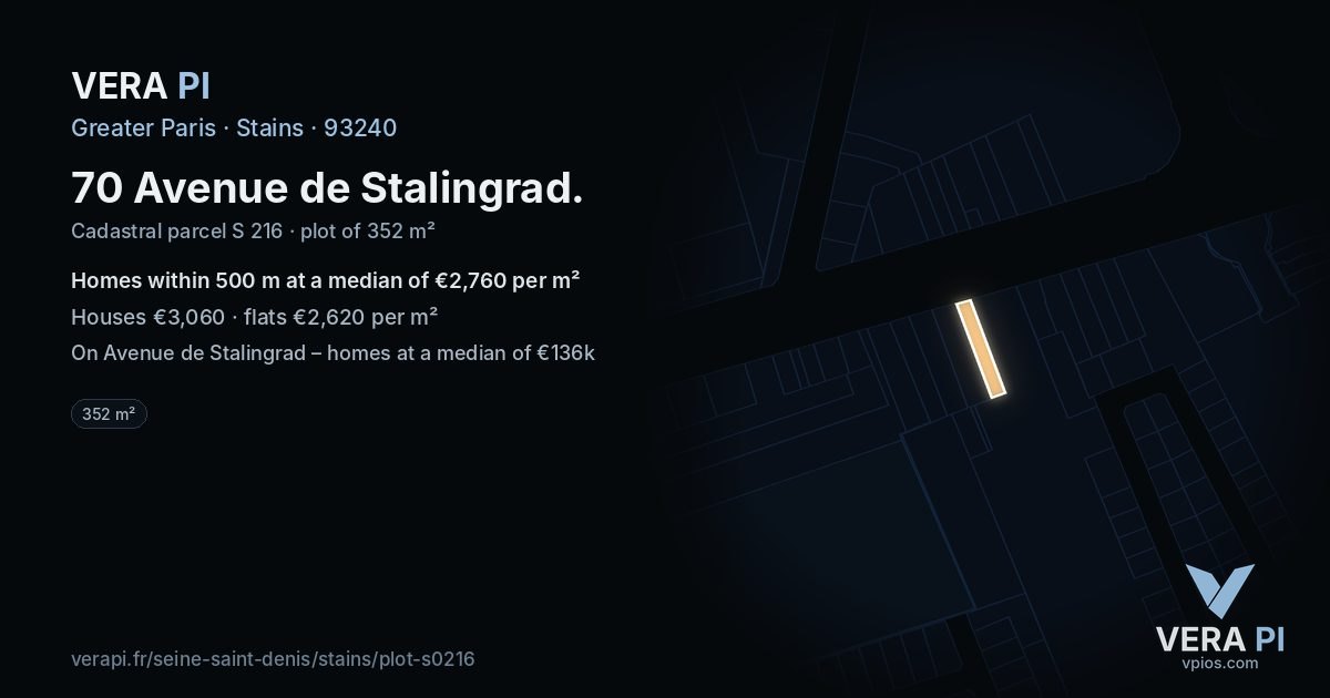 70 Avenue de Stalingrad, Stains at night – the plot lit, the parcels around coloured by the prices near them