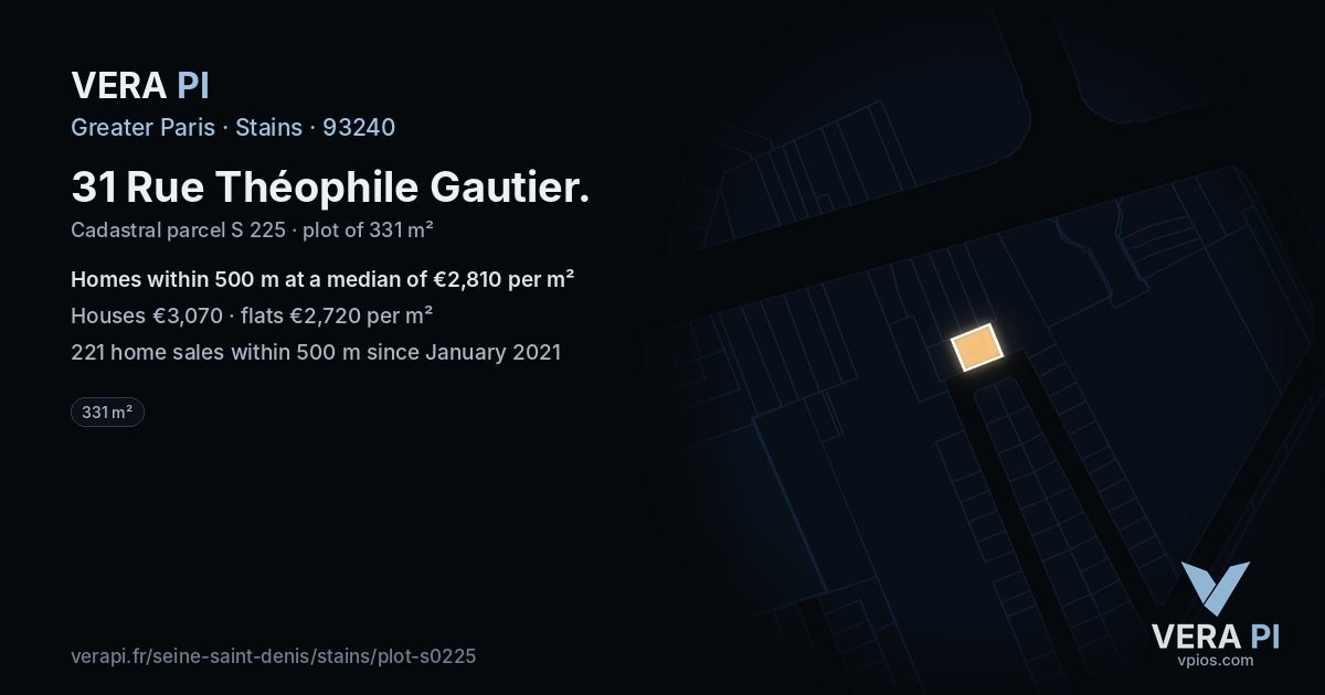 31 Rue Théophile Gautier, Stains at night – the plot lit, the parcels around coloured by the prices near them