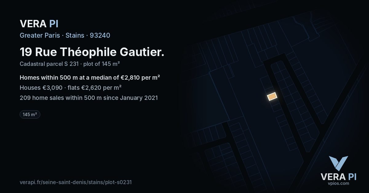 19 Rue Théophile Gautier, Stains at night – the plot lit, the parcels around coloured by the prices near them