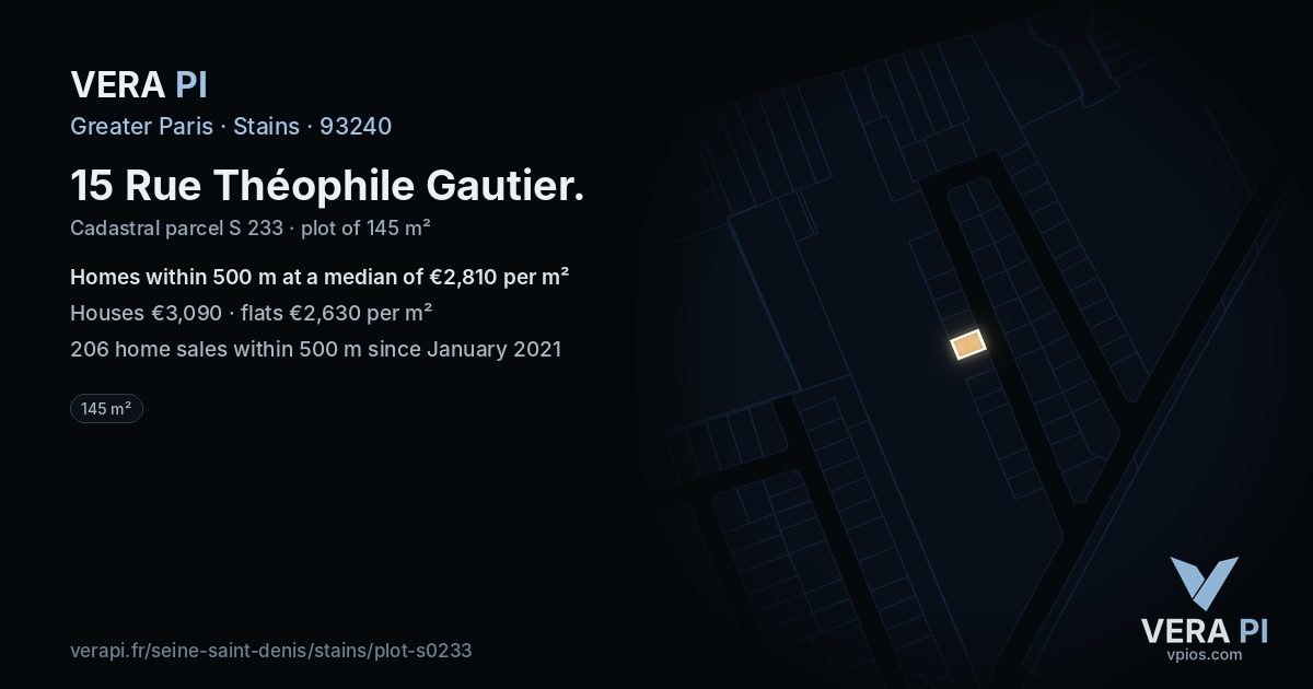 15 Rue Théophile Gautier, Stains at night – the plot lit, the parcels around coloured by the prices near them