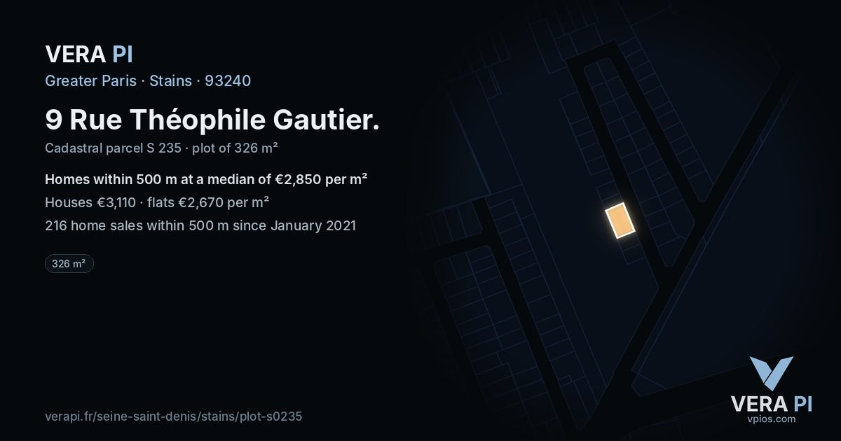 9 Rue Théophile Gautier, Stains at night – the plot lit, the parcels around coloured by the prices near them