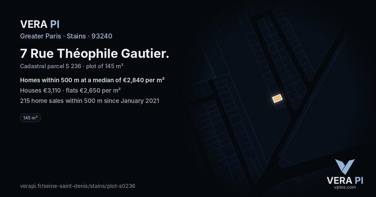 7 Rue Théophile Gautier, Stains at night – the plot lit, the parcels around coloured by the prices near them