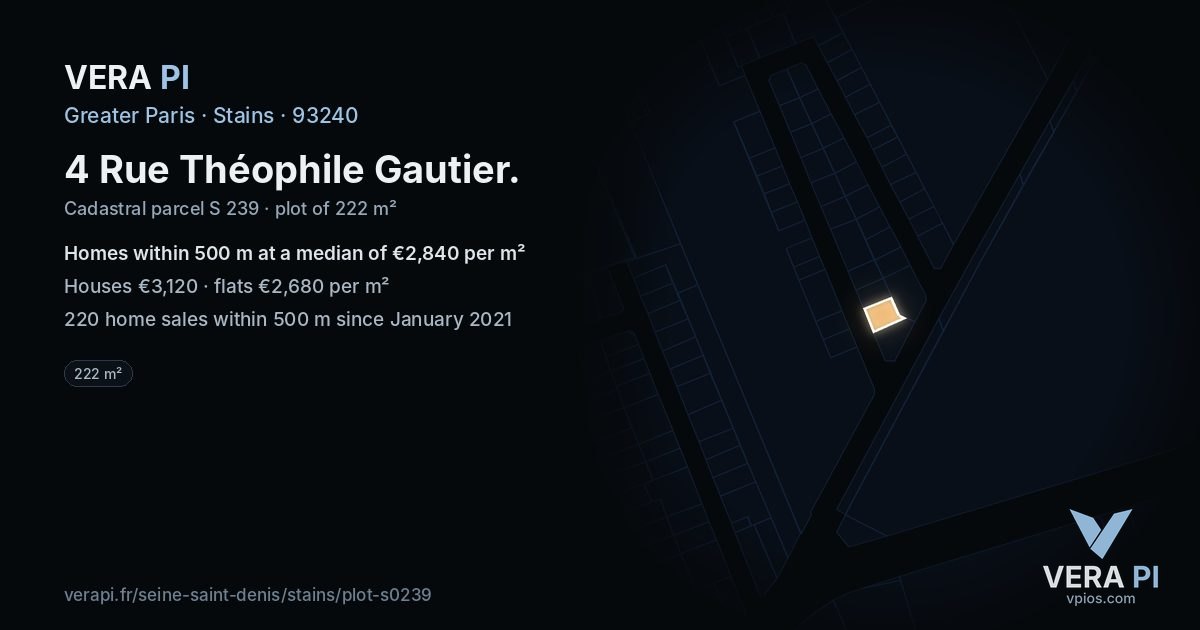 4 Rue Théophile Gautier, Stains at night – the plot lit, the parcels around coloured by the prices near them