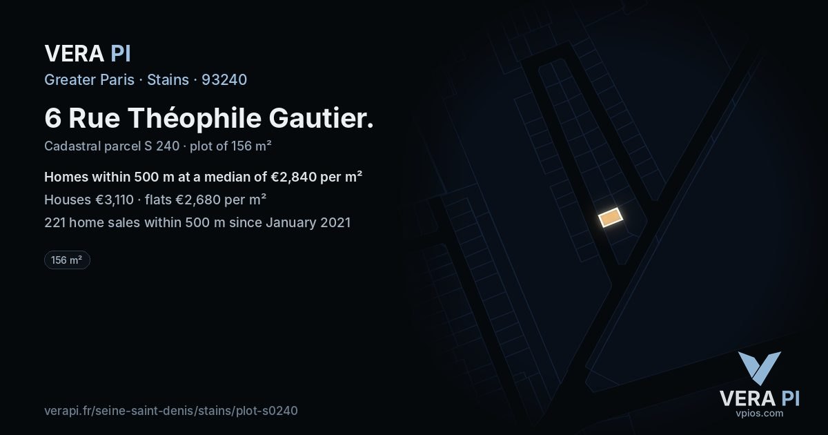 6 Rue Théophile Gautier, Stains at night – the plot lit, the parcels around coloured by the prices near them