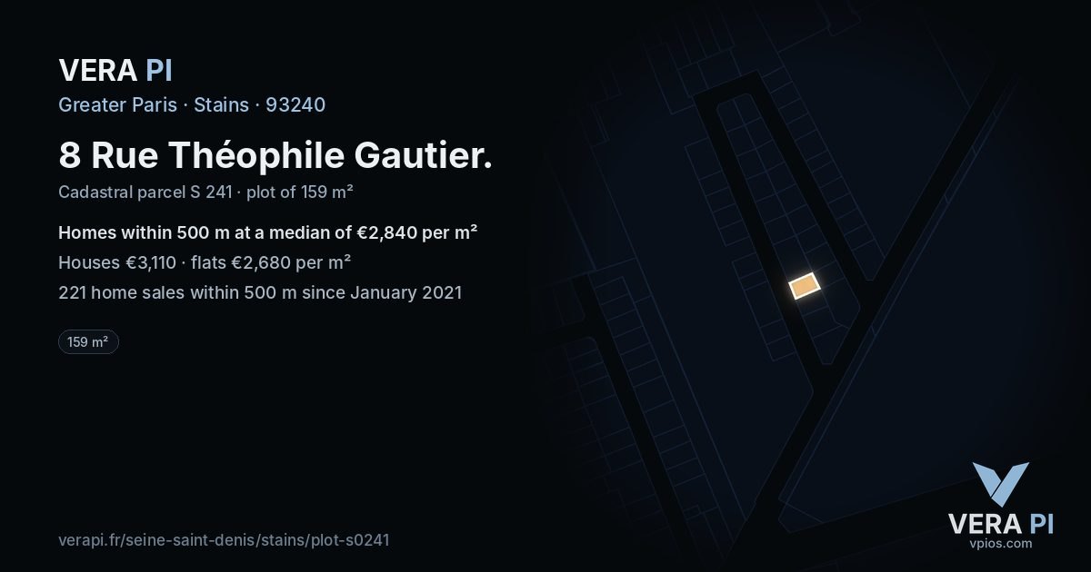 8 Rue Théophile Gautier, Stains at night – the plot lit, the parcels around coloured by the prices near them