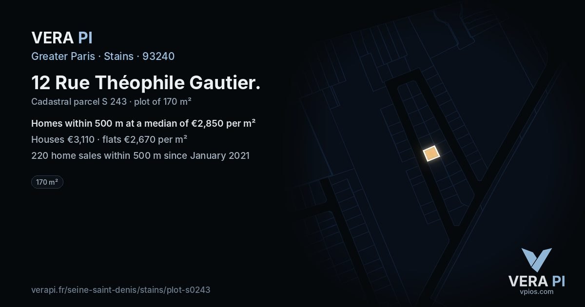 12 Rue Théophile Gautier, Stains at night – the plot lit, the parcels around coloured by the prices near them