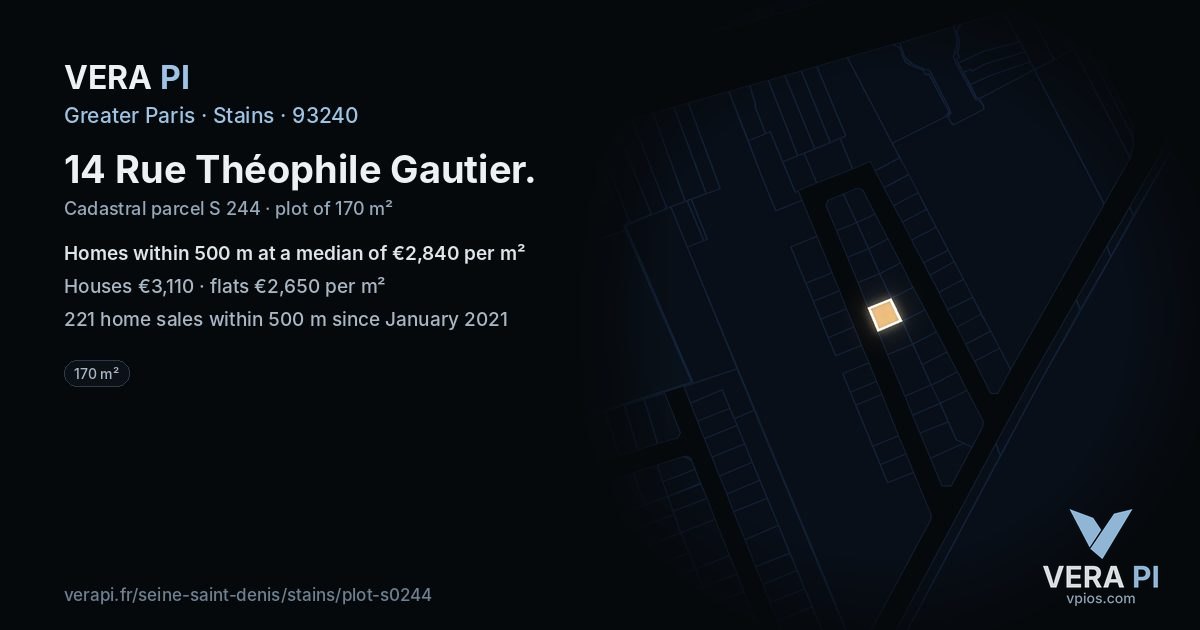 14 Rue Théophile Gautier, Stains at night – the plot lit, the parcels around coloured by the prices near them