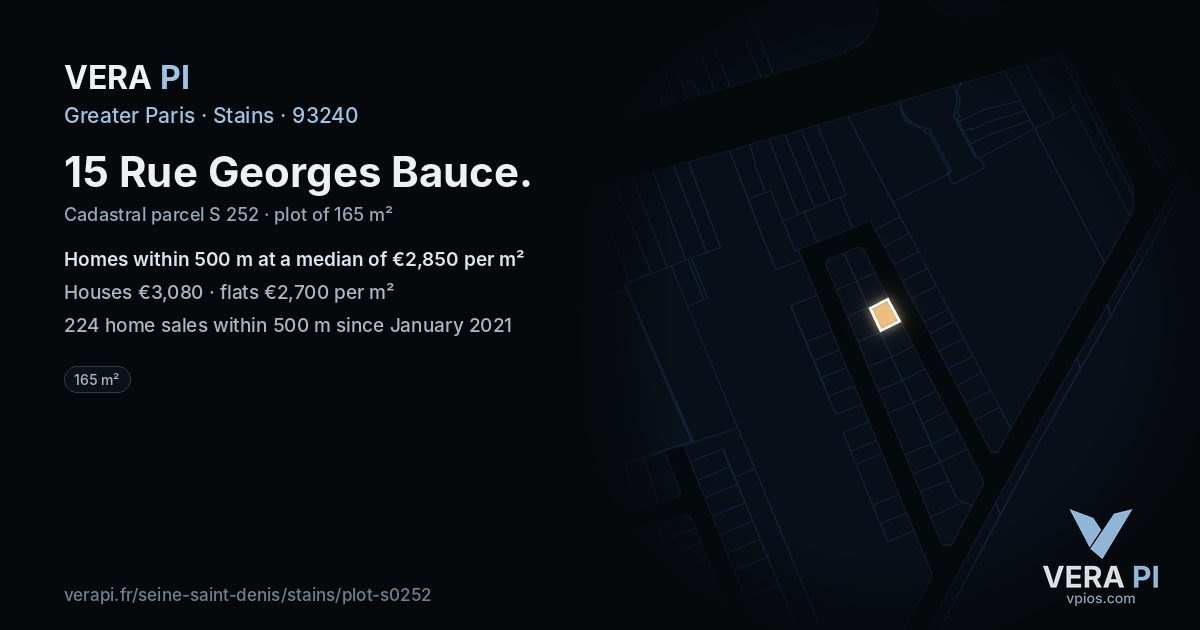 15 Rue Georges Bauce, Stains at night – the plot lit, the parcels around coloured by the prices near them