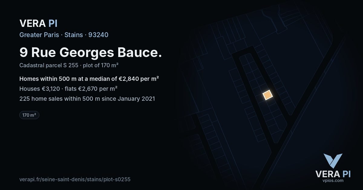 9 Rue Georges Bauce, Stains at night – the plot lit, the parcels around coloured by the prices near them