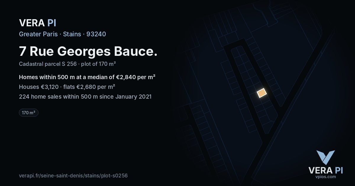 7 Rue Georges Bauce, Stains at night – the plot lit, the parcels around coloured by the prices near them