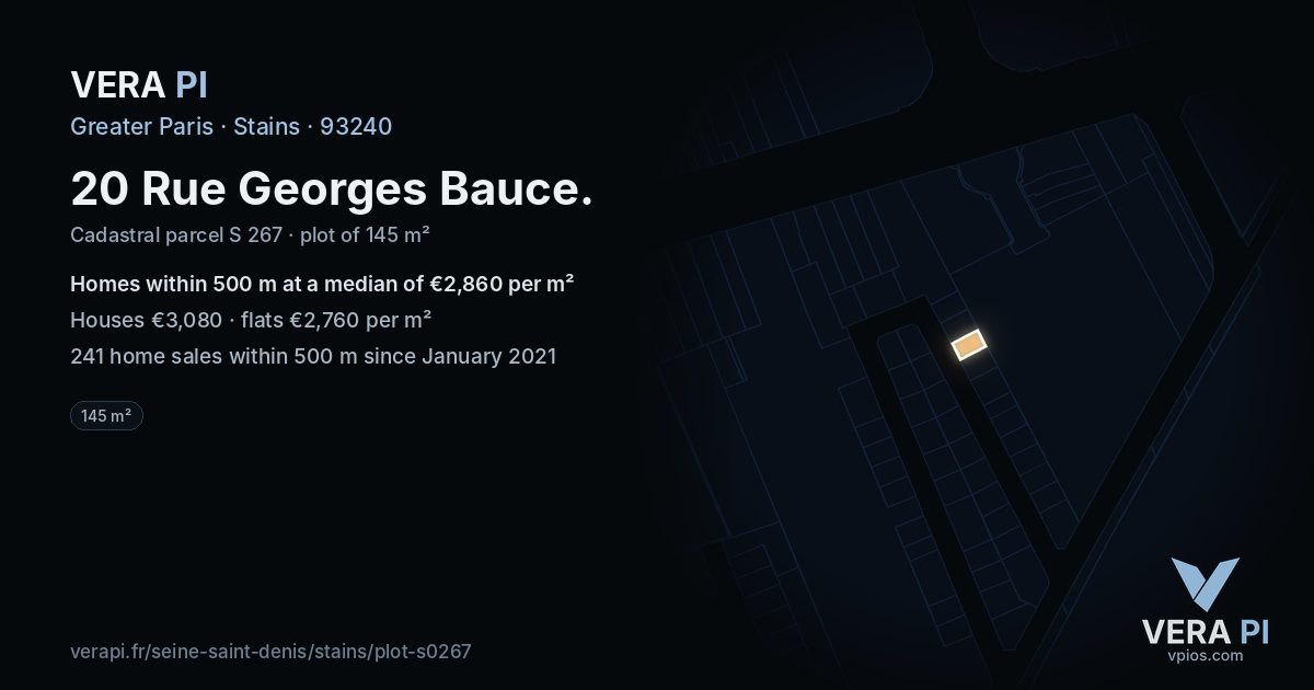 20 Rue Georges Bauce, Stains at night – the plot lit, the parcels around coloured by the prices near them