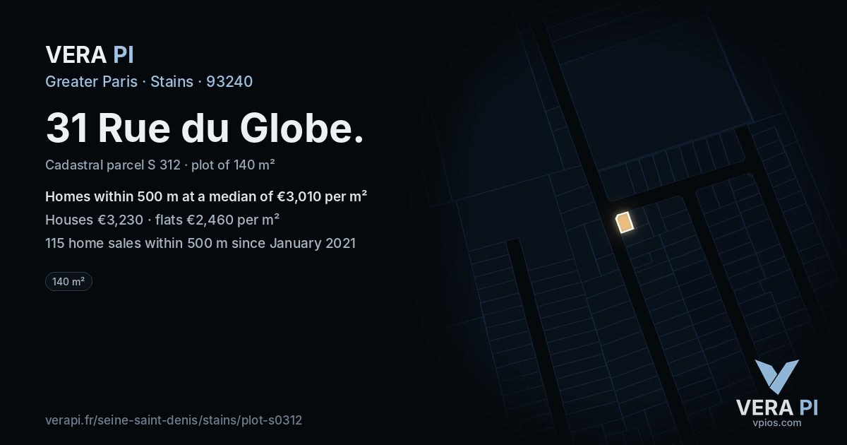 31 Rue du Globe, Stains at night – the plot lit, the parcels around coloured by the prices near them