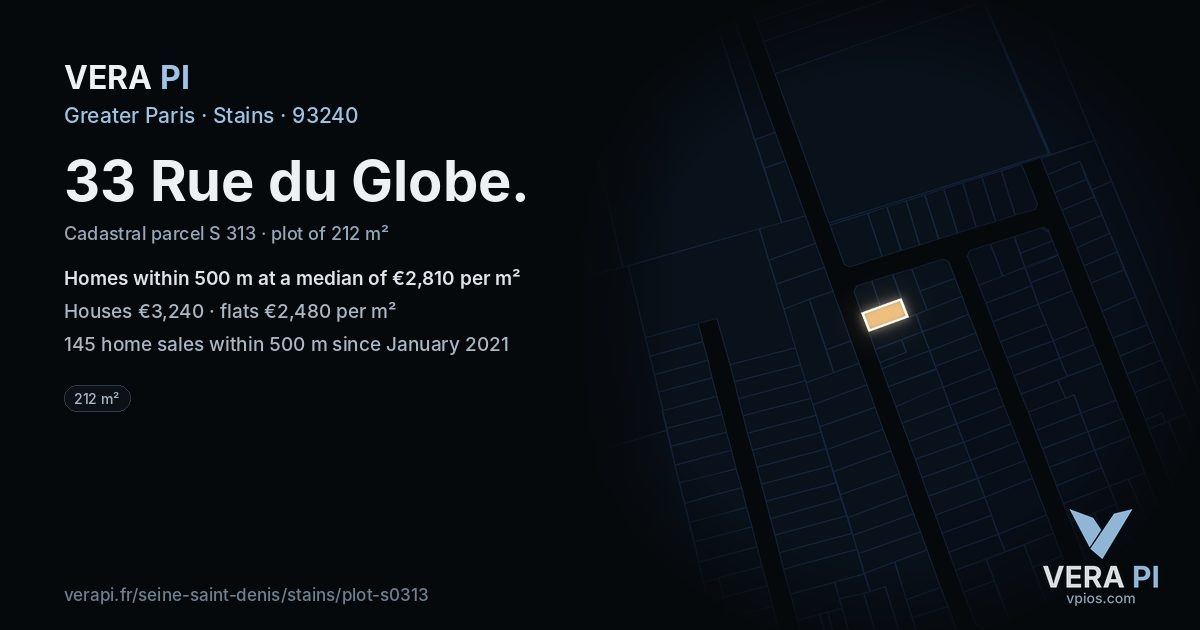33 Rue du Globe, Stains at night – the plot lit, the parcels around coloured by the prices near them