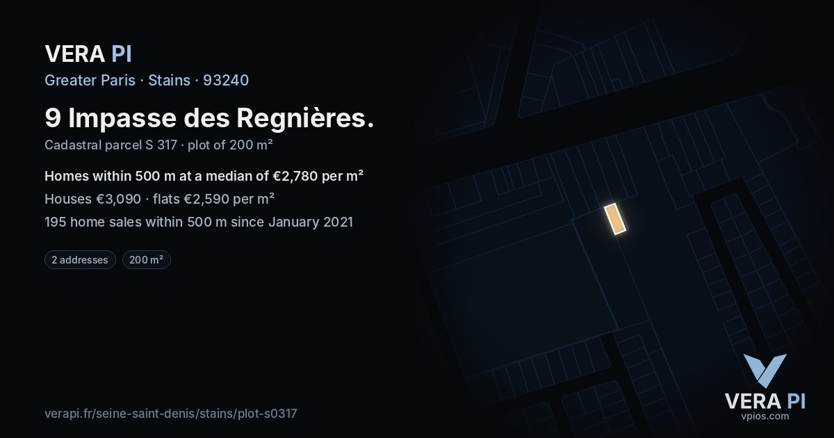 9 Impasse des Regnières, Stains at night – the plot lit, the parcels around coloured by the prices near them