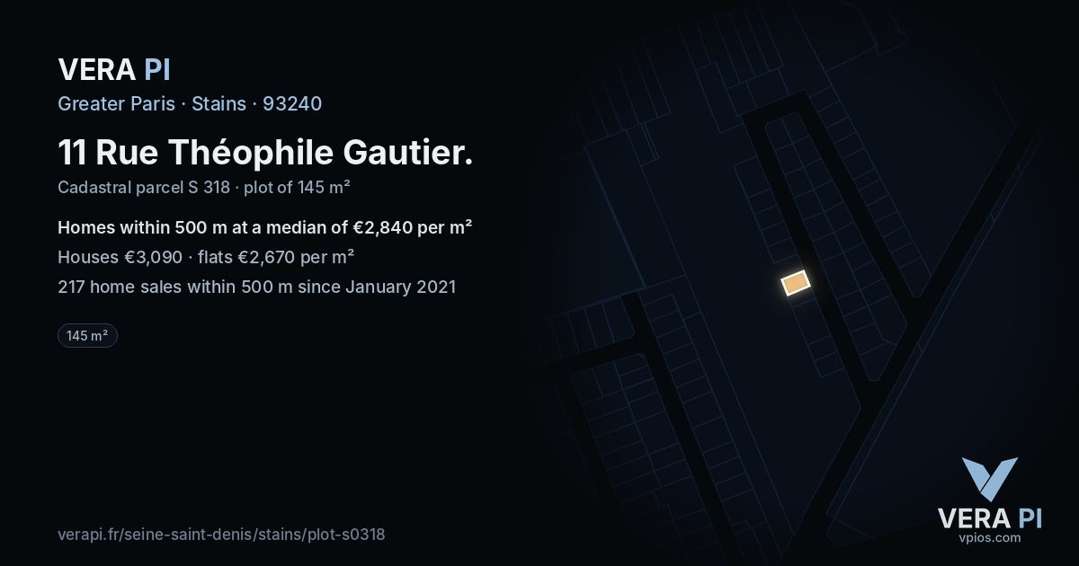 11 Rue Théophile Gautier, Stains at night – the plot lit, the parcels around coloured by the prices near them