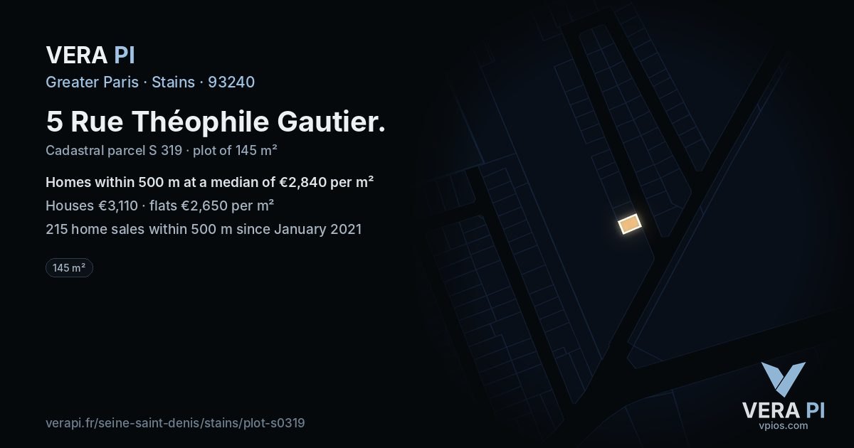 5 Rue Théophile Gautier, Stains at night – the plot lit, the parcels around coloured by the prices near them