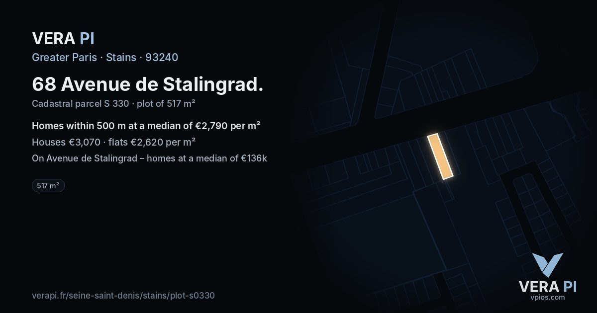 68 Avenue de Stalingrad, Stains at night – the plot lit, the parcels around coloured by the prices near them