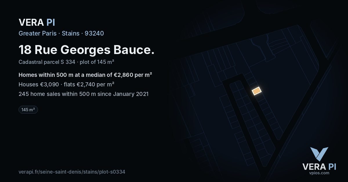 18 Rue Georges Bauce, Stains at night – the plot lit, the parcels around coloured by the prices near them