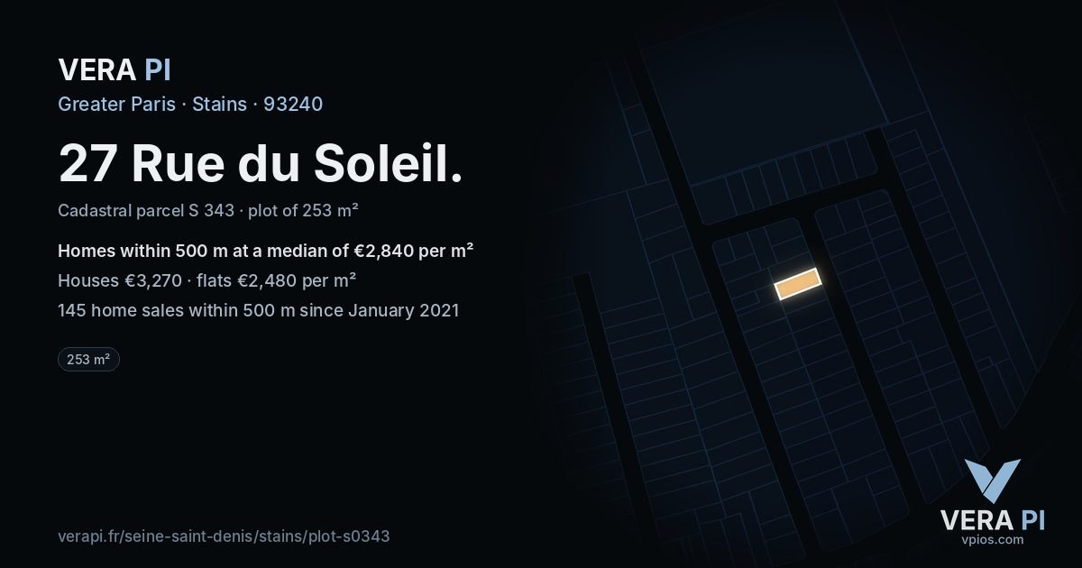 27 Rue du Soleil, Stains at night – the plot lit, the parcels around coloured by the prices near them