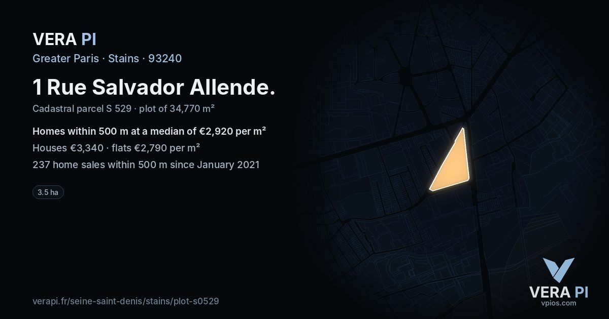 1 Rue Salvador Allende, Stains at night – the plot lit, the parcels around coloured by the prices near them