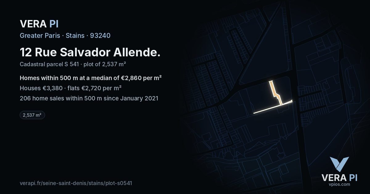 12 Rue Salvador Allende, Stains at night – the plot lit, the parcels around coloured by the prices near them