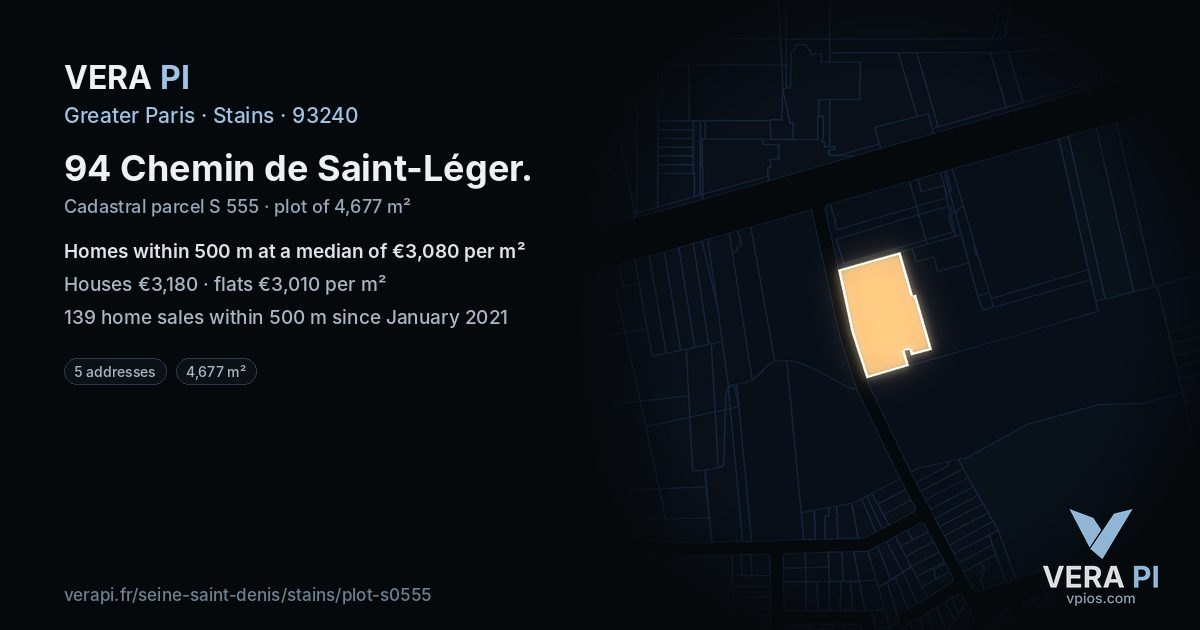 94 Chemin de Saint-Léger, Stains at night – the plot lit, the parcels around coloured by the prices near them