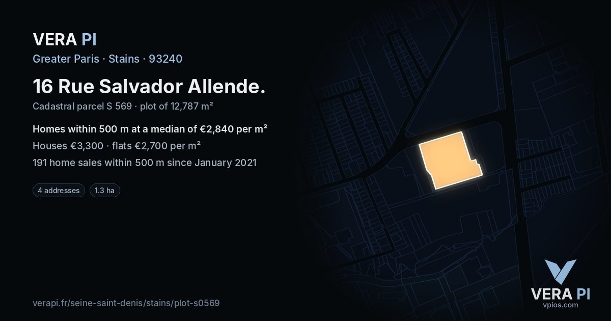 16 Rue Salvador Allende, Stains at night – the plot lit, the parcels around coloured by the prices near them