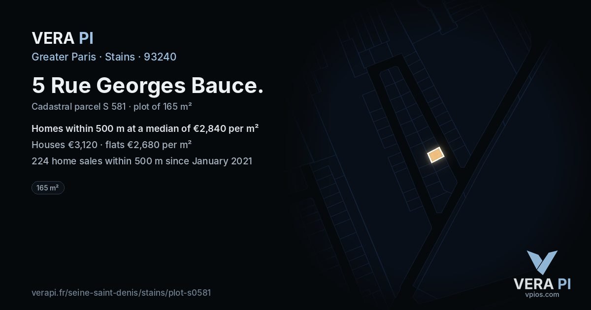 5 Rue Georges Bauce, Stains at night – the plot lit, the parcels around coloured by the prices near them
