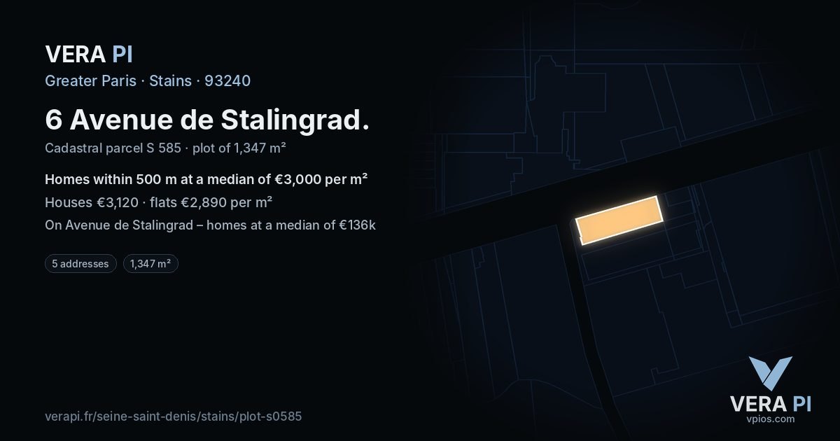 6 Avenue de Stalingrad, Stains at night – the plot lit, the parcels around coloured by the prices near them