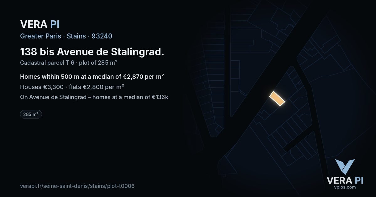 138 bis Avenue de Stalingrad, Stains at night – the plot lit, the parcels around coloured by the prices near them