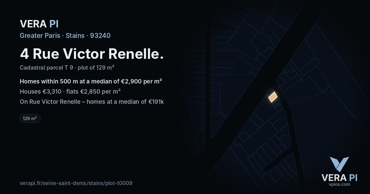 4 Rue Victor Renelle, Stains at night – the plot lit, the parcels around coloured by the prices near them