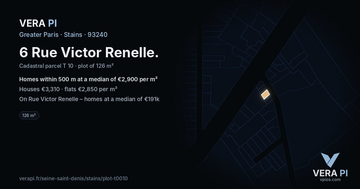 6 Rue Victor Renelle, Stains at night – the plot lit, the parcels around coloured by the prices near them