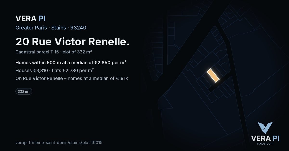 20 Rue Victor Renelle, Stains at night – the plot lit, the parcels around coloured by the prices near them