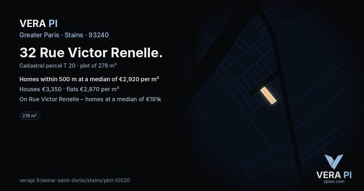 32 Rue Victor Renelle, Stains at night – the plot lit, the parcels around coloured by the prices near them