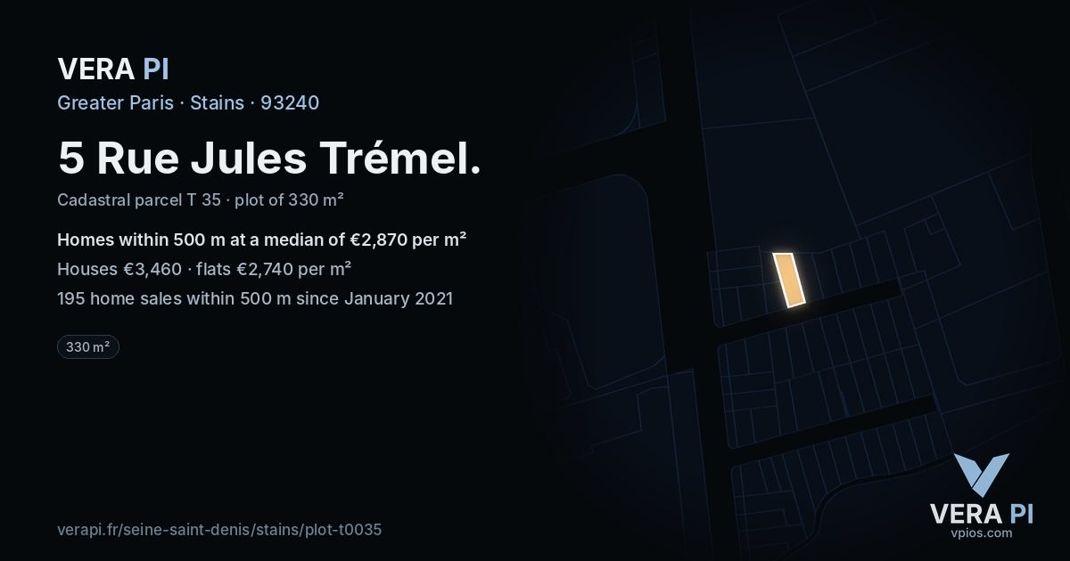 5 Rue Jules Trémel, Stains at night – the plot lit, the parcels around coloured by the prices near them