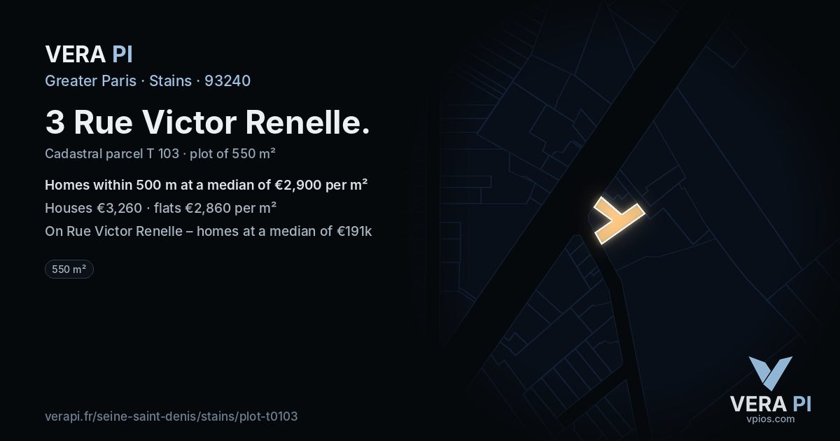 3 Rue Victor Renelle, Stains at night – the plot lit, the parcels around coloured by the prices near them