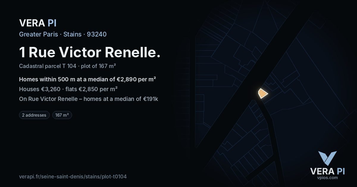 1 Rue Victor Renelle, Stains at night – the plot lit, the parcels around coloured by the prices near them