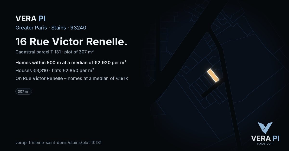 16 Rue Victor Renelle, Stains at night – the plot lit, the parcels around coloured by the prices near them