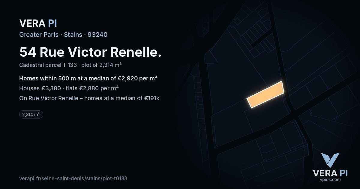 54 Rue Victor Renelle, Stains at night – the plot lit, the parcels around coloured by the prices near them