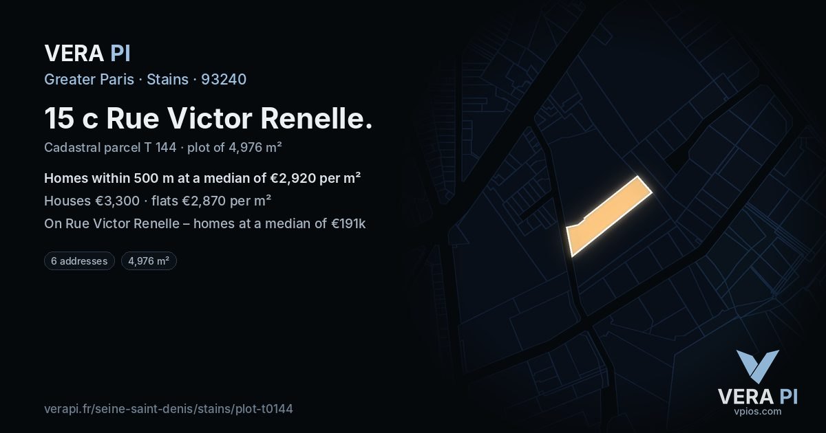 15 c Rue Victor Renelle, Stains at night – the plot lit, the parcels around coloured by the prices near them