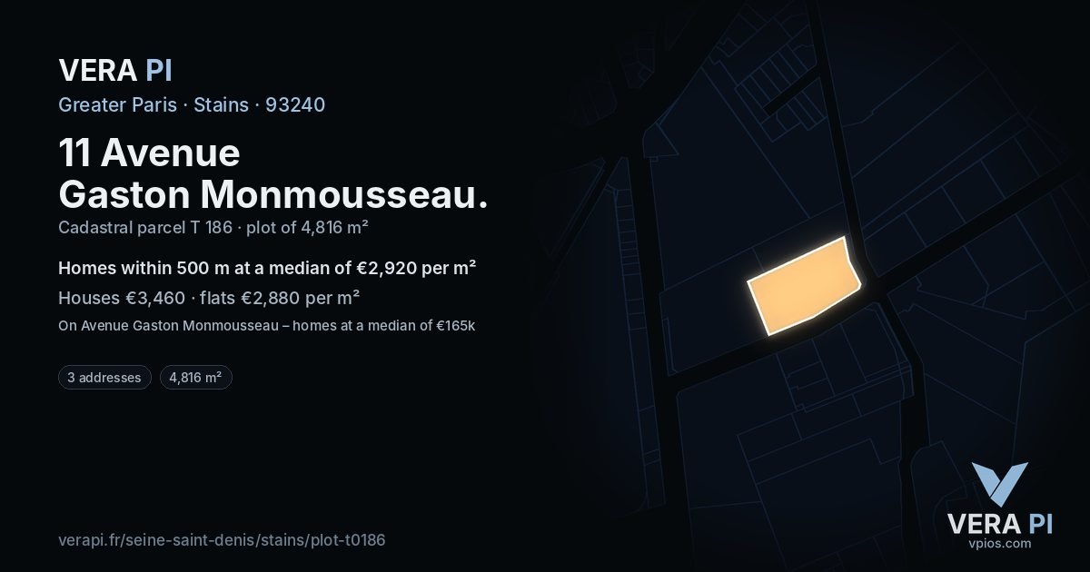 11 Avenue Gaston Monmousseau, Stains at night – the plot lit, the parcels around coloured by the prices near them