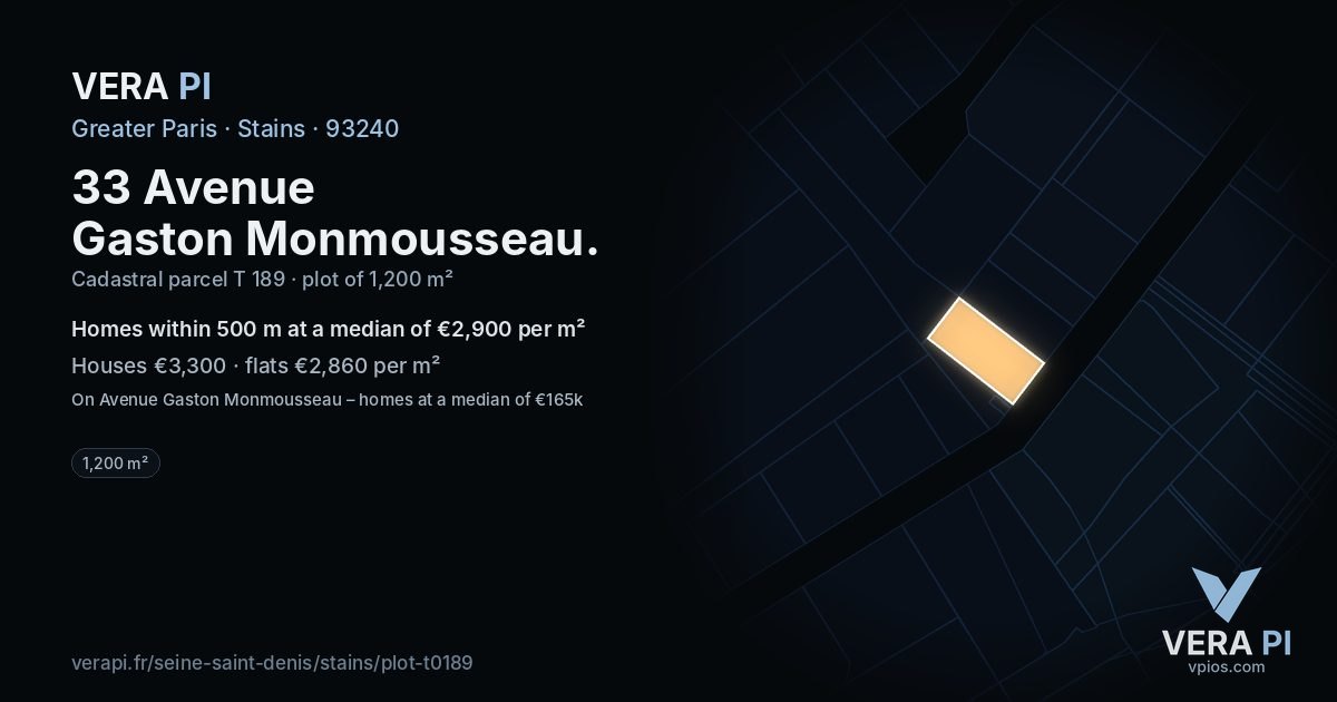 33 Avenue Gaston Monmousseau, Stains at night – the plot lit, the parcels around coloured by the prices near them