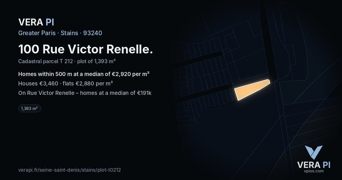 100 Rue Victor Renelle, Stains at night – the plot lit, the parcels around coloured by the prices near them