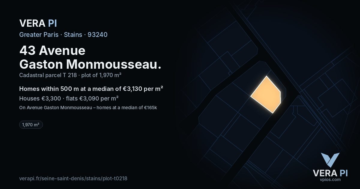 43 Avenue Gaston Monmousseau, Stains at night – the plot lit, the parcels around coloured by the prices near them